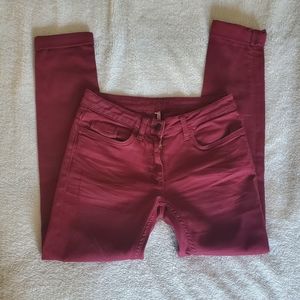 Sandro Jeans Burgundy Size 34 5 Pockets Christmas Colorful Holiday